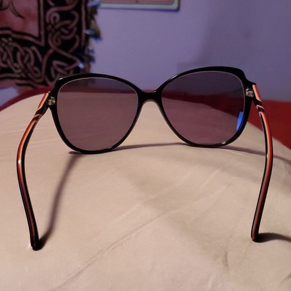 Vintage Paul Michel Overdized Cats Eye Sunglasses Black Peach Tan Sterling Optic - Picture 4 of 11